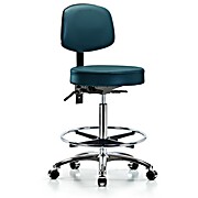 Vinyl Stool with Back Chrome - Marine Blue Supernova Vinyl