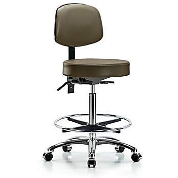 Vinyl Stool with Back Chrome - Marine Blue Supernova Vinyl