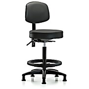 Vinyl Stool with Back - High Bench Height Carbon Supernova Vinyl