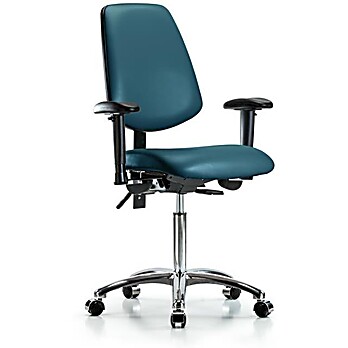Vinyl Chair Chrome - Medium Bench Height with Marine Blue Supernova Vinyl