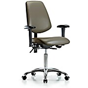 Vinyl Chair Chrome - Medium Bench Height with Taupe Supernova Vinyl