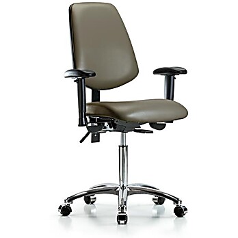 Vinyl Chair Chrome - Medium Bench Height with Taupe Supernova Vinyl