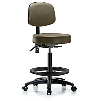 Vinyl Stool with Back - High Bench Height Marine Blue Supernova Vinyl
