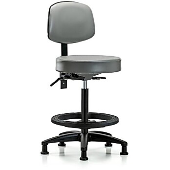 Vinyl Stool with Back - High Bench Height with Sterling Supernova Vinyl