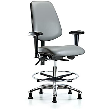 Vinyl Chair Chrome - Medium Bench Height with Medium Back, Sterling Supernova Vinyl