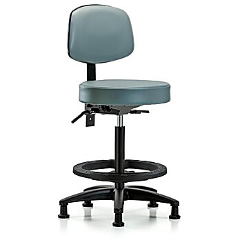 Vinyl Stool with Back - High Bench Height Storm Supernova Vinyl