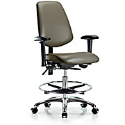 Vinyl Chair Chrome - Medium Bench Height with Medium Back, Taupe Supernova Vinyl