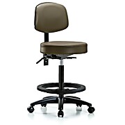 Vinyl Stool with Back - High Bench Height with Marine Blue Supernova Vinyl