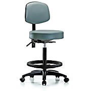 Vinyl Stool with Back - High Bench Height with Storm Supernova Vinyl
