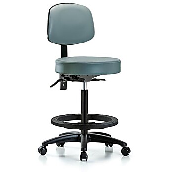 Vinyl Stool with Back - High Bench Height with Storm Supernova Vinyl
