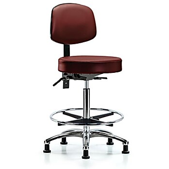 Vinyl Stool with Back Chrome - Taupe Supernova Vinyl