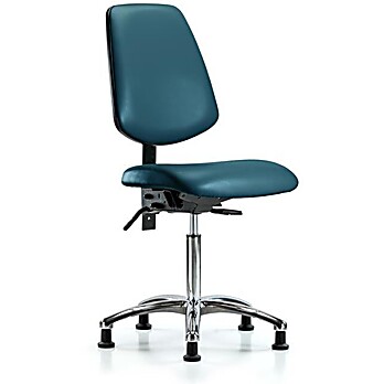 Vinyl Chair Chrome - Medium Bench Height with Marine Blue Supernova Vinyl