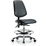 Vinyl Chair Chrome - Medium Bench Height with Medium Back, Carbon Supernova Vinyl