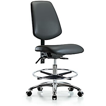 Vinyl Chair Chrome - Medium Bench Height with Medium Back, Carbon Supernova Vinyl