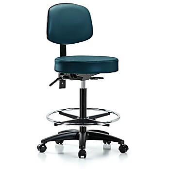 Vinyl Stool with Back - Marine Blue Supernova Vinyl