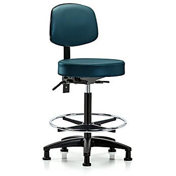 Vinyl Stool with Back - Marine Blue Supernova Vinyl