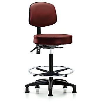 Vinyl Stool with Back - Taupe Supernova Vinyl
