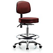 Vinyl Stool with Back Chrome - Taupe Supernova Vinyl