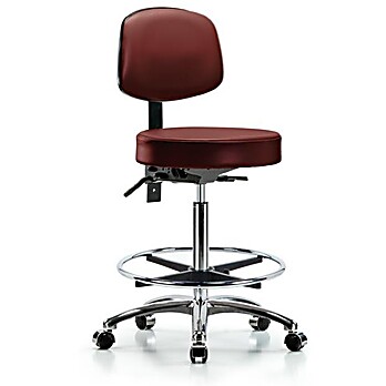 Vinyl Stool with Back Chrome - Taupe Supernova Vinyl