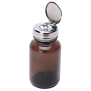 Round Amber Glass Bottle with One-Touch Pump