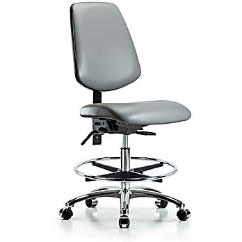 Vinyl Chair Chrome - Medium Bench Height with Medium Back, Sterling Supernova Vinyl