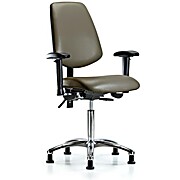 Vinyl Chair Chrome - Medium Bench Height with Taupe Supernova Vinyl
