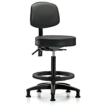 Vinyl Stool with Back - High Bench Height with Carbon Supernova Vinyl