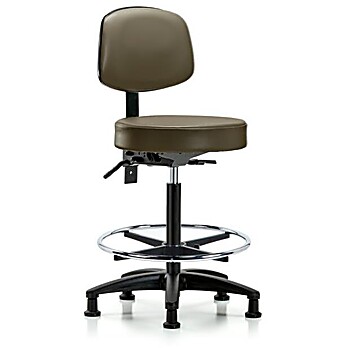 Vinyl Stool with Back - Marine Blue Supernova Vinyl