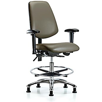 Vinyl Chair Chrome - Medium Bench Height with Medium Back, Taupe Supernova Vinyl