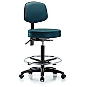 Vinyl Stool with Back - Marine Blue Supernova Vinyl