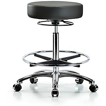 Vinyl Stool without Back Chrome - Carbon Supernova Vinyl