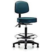Vinyl Stool with Back - Marine Blue Supernova Vinyl