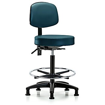 Vinyl Stool with Back - Marine Blue Supernova Vinyl