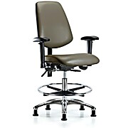 Vinyl Chair Chrome - Medium Bench Height with Medium Back, Taupe Supernova Vinyl