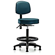 Vinyl Stool with Back - High Bench Height Marine Blue Supernova Vinyl