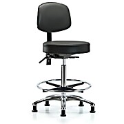 Vinyl Stool with Back Chrome - Carbon Supernova Vinyl
