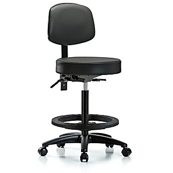 Vinyl Stool with Back - High Bench Height with Carbon Supernova Vinyl