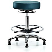 Vinyl Stool without Back Chrome - Marine Blue Supernova Vinyl