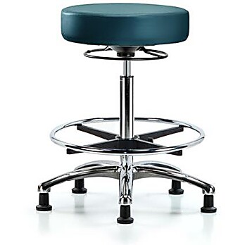 Vinyl Stool without Back Chrome - Marine Blue Supernova Vinyl