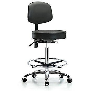 Vinyl Stool with Back Chrome - Carbon Supernova Vinyl