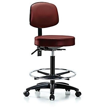 Vinyl Stool with Back - Taupe Supernova Vinyl
