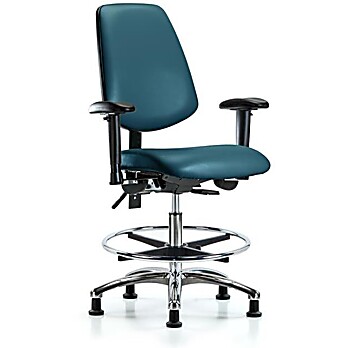 Vinyl Chair Chrome - Medium Bench Height with Medium Back, Marine Blue Supernova Vinyl