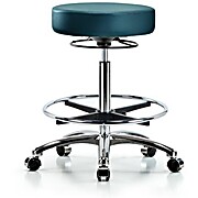 Vinyl Stool without Back Chrome - Marine Blue Supernova Vinyl