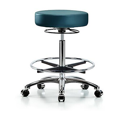 Vinyl Stool without Back Chrome Marine Blue Supernova Vinyl