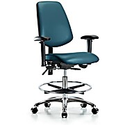 Vinyl Chair Chrome - Medium Bench Height with Medium Back, Marine Blue Supernova Vinyl