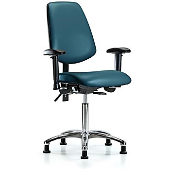 Vinyl Chair Chrome - Medium Bench Height with Marine Blue Supernova Vinyl