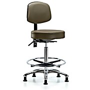 Vinyl Stool with Back Chrome - Marine Blue Supernova Vinyl