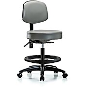 Vinyl Stool with Back - Medium Bench Height with Sterling Supernova Vinyl