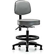 Vinyl Stool with Back - Medium Bench Height with Sterling Supernova Vinyl