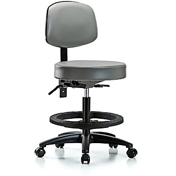 Vinyl Stool with Back - Medium Bench Height Sterling Supernova Vinyl